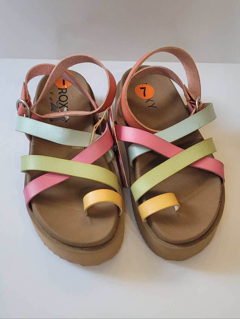 ROXY Ahri Pastel Multi-Strap Sandals Size 7 NWT Read Desc